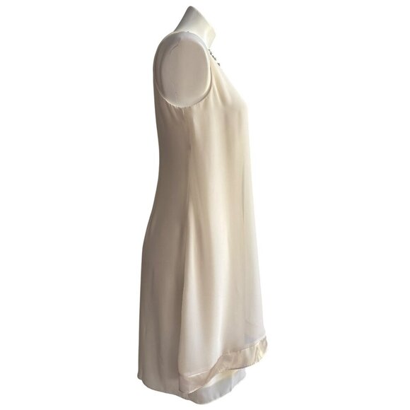 SL Fashions NWT $90 Chiffon Beaded Cocktail Dress, Ivory Women's Size 8 - Picture 3 of 10